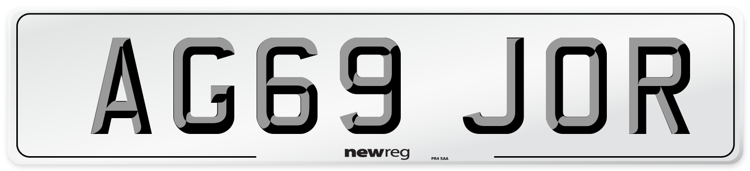 AG69 JOR Number Plate from New Reg